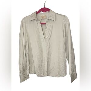 Elie Tahari 100% Tencel V-Neck Blouse Beige Size Small
